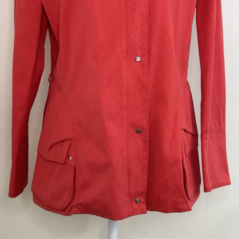 Carolina Herrera Cotton Spring Jacket Size Medium Red Coral Lined - Picture 4 of 15